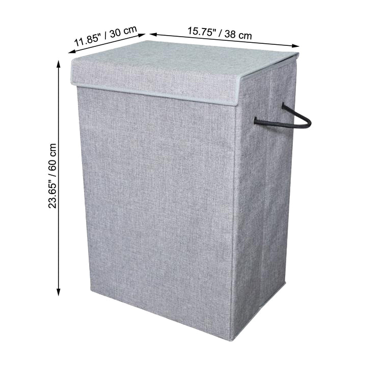 ITY International - Panier à Linge Pliable en Tissue, 15.75"x11.85"x23.65", Gris - Simple Boutique