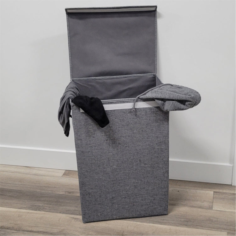 ITY International - Panier à Linge Pliable en Tissue, 15.75"x11.85"x23.65", Gris - Simple Boutique
