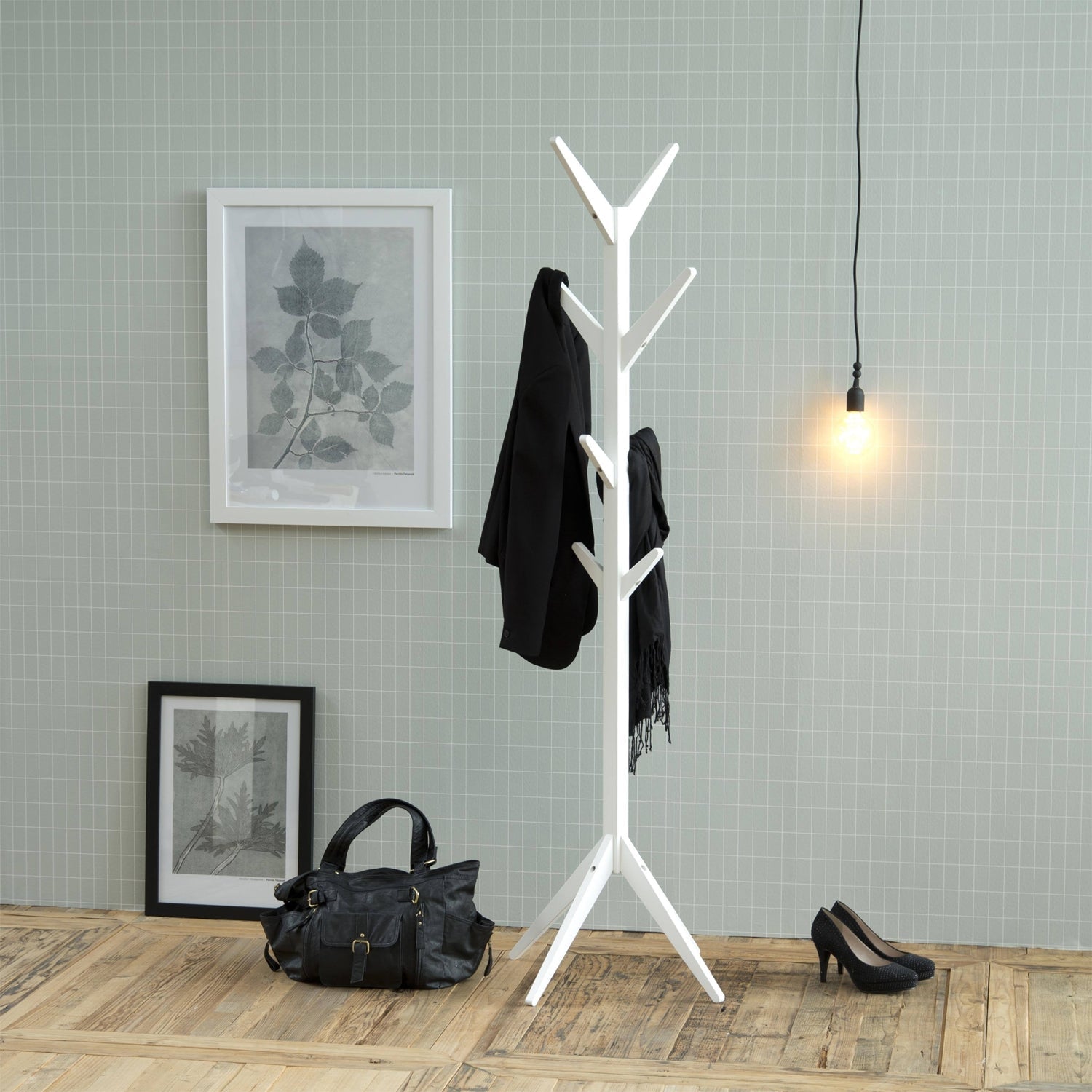 ITY International - Patère/Porte-Manteaux, Fabriqué en MDF, Hauteur de 70", Blanc - Simple Boutique