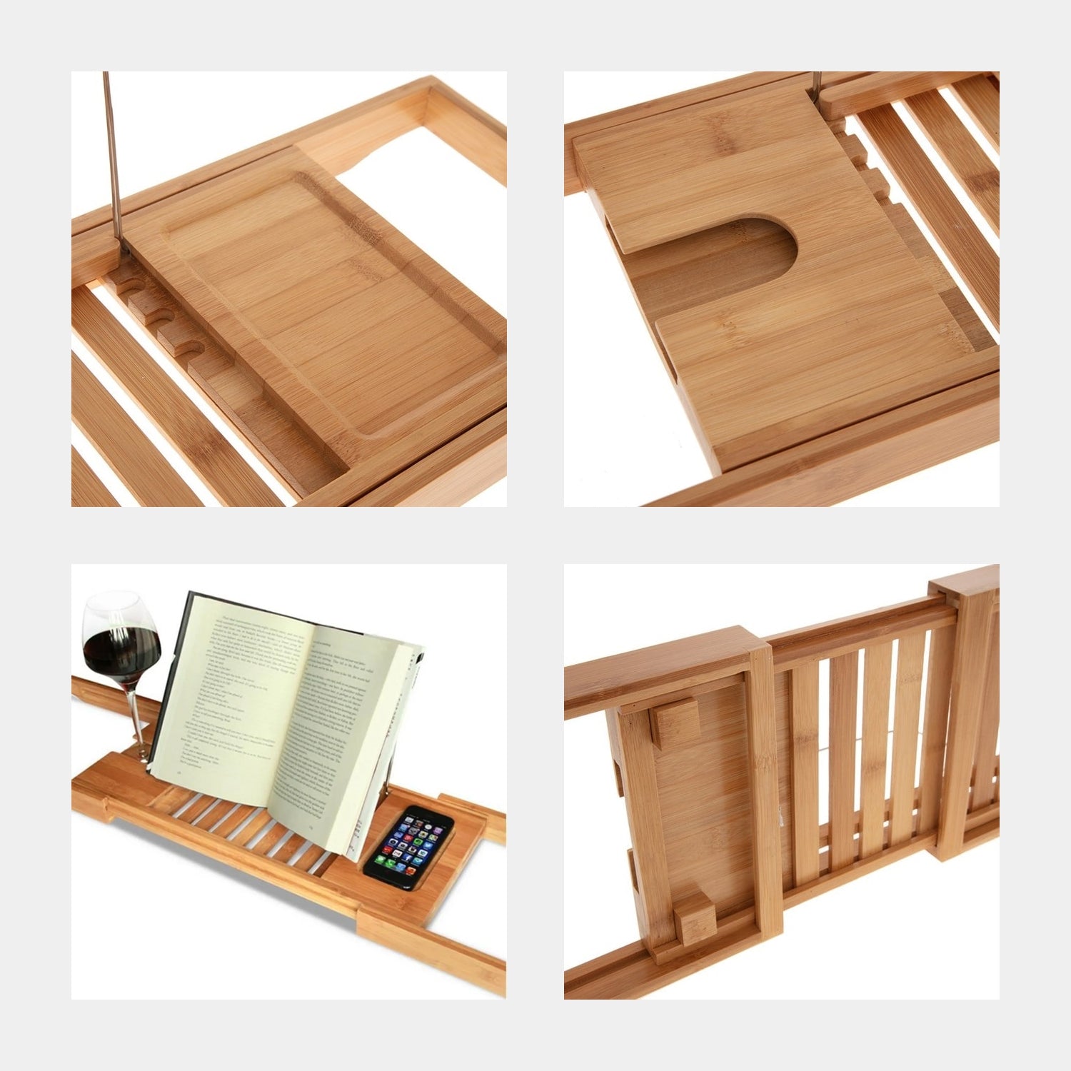 ITY International - Plateau pour Baignoire Extensible, 9" x 43.3" x 1.96", Fabriqué en Bambou - Simple Boutique