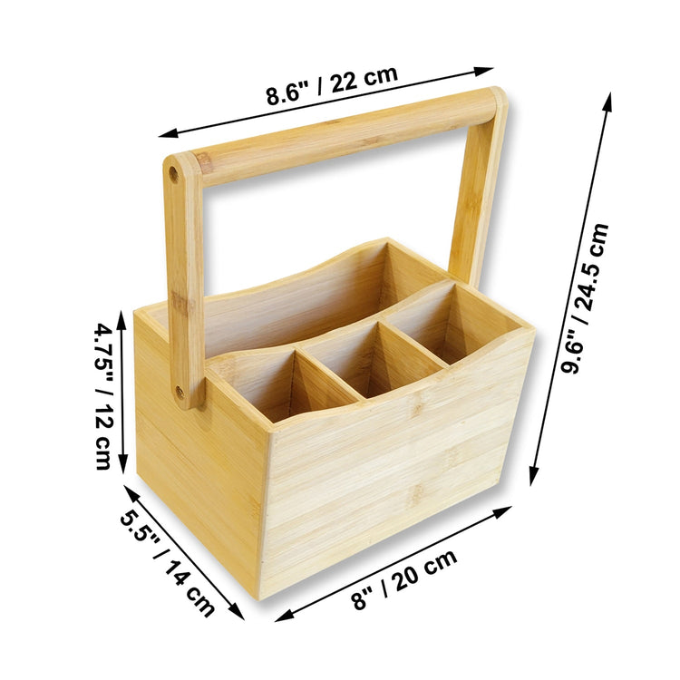 ITY International - Porte-Ustensiles et Serviettes de Table , 8" x 5.5" x 4.75", Fabriqué en Bambou - Simple Boutique