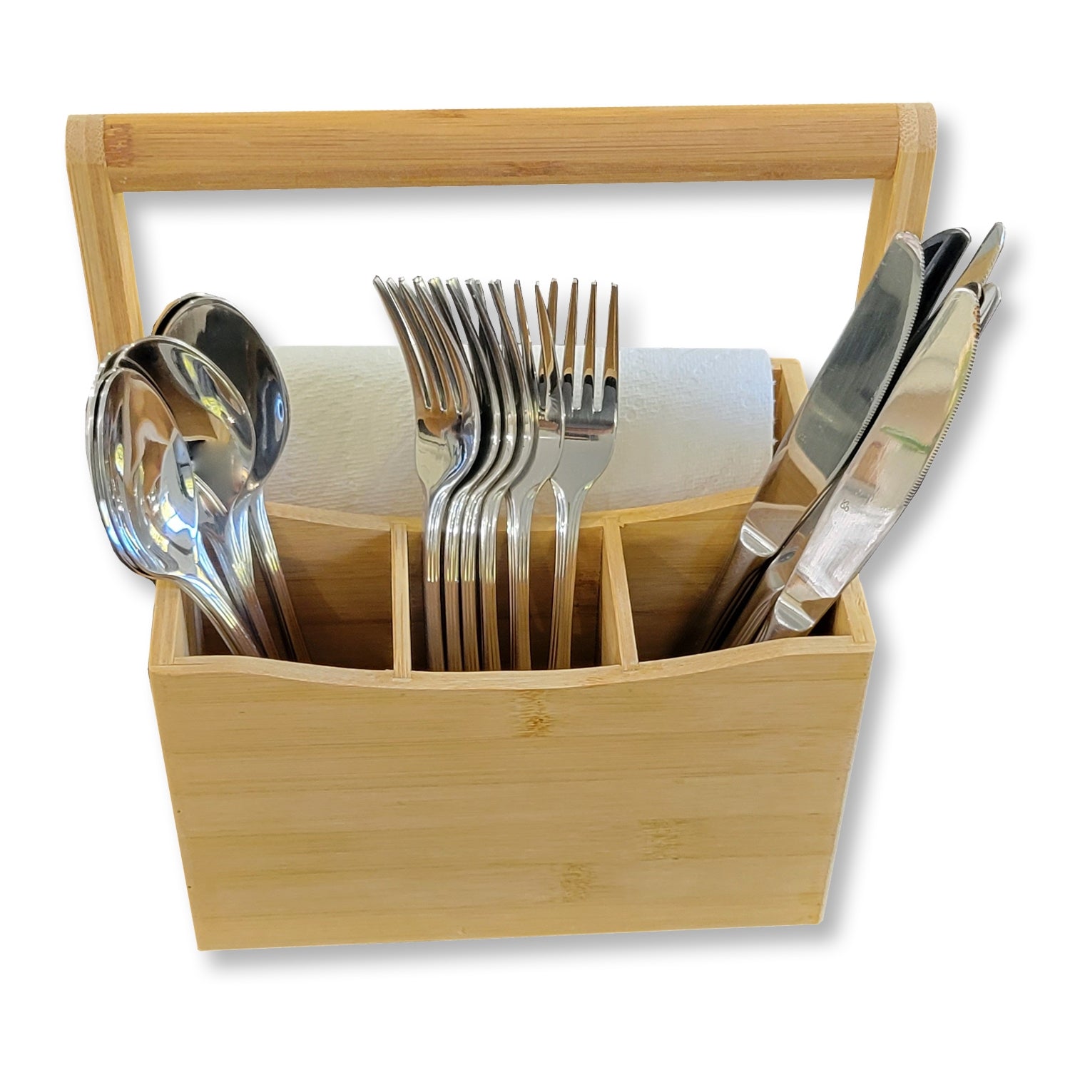 ITY International - Porte-Ustensiles et Serviettes de Table , 8" x 5.5" x 4.75", Fabriqué en Bambou - Simple Boutique