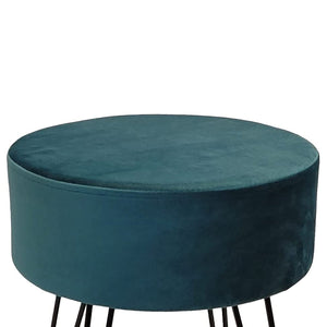 ITY International - Pouf en Velour avec Base en Métal, 14.5'' x 15.7'', Vert - Simple Boutique