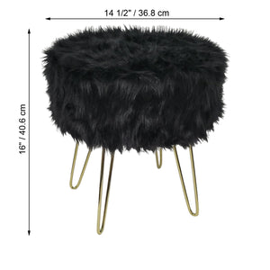 ITY International - Pouf/Repose-Pied Duveteux avec Base en Métal, 14.5'' x 16'', Noir - Simple Boutique