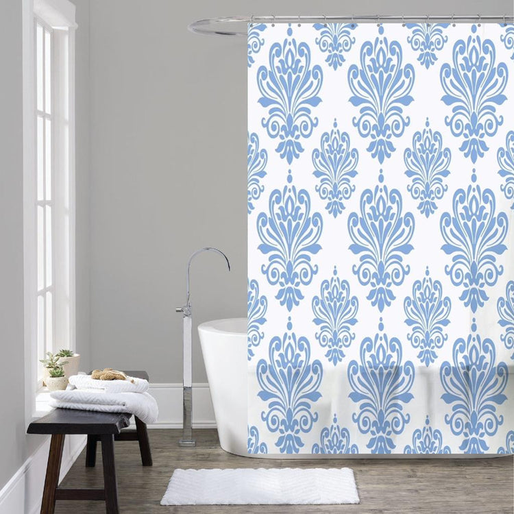 ITY International - Rideau de Douche en Peva, 71" x 71", Bleu et Blanc - Simple Boutique