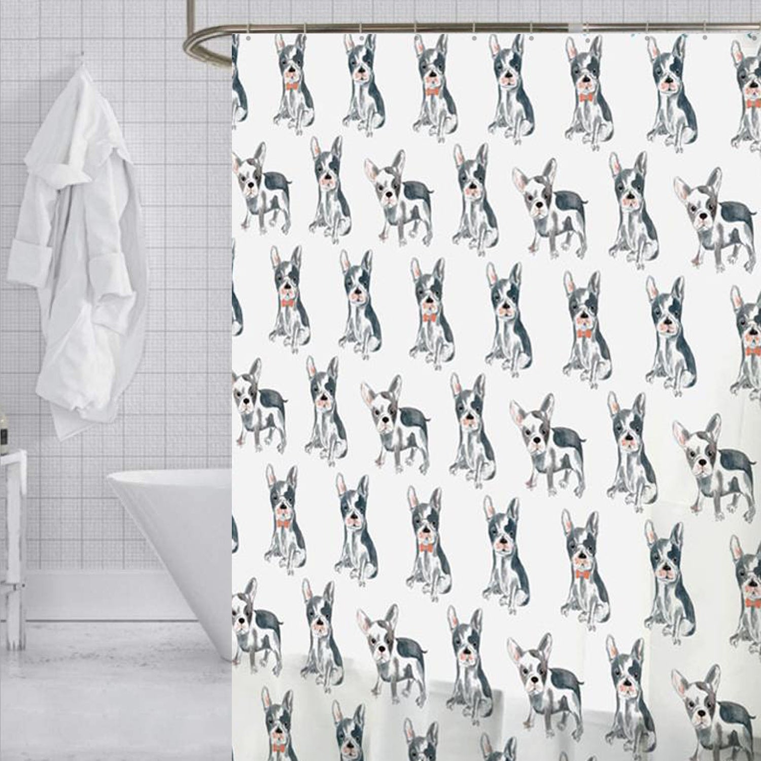 ITY International - Rideau de Douche en Peva, 71" x 71", Motif de Chiens - Simple Boutique