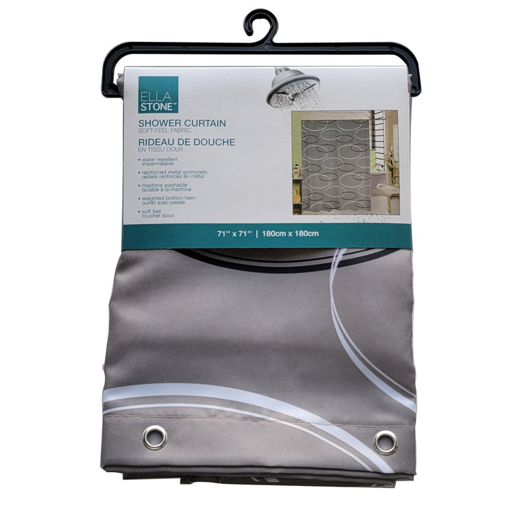 ITY International - Rideau de Douche en Polyester, 71" x 71", Gris - Simple Boutique
