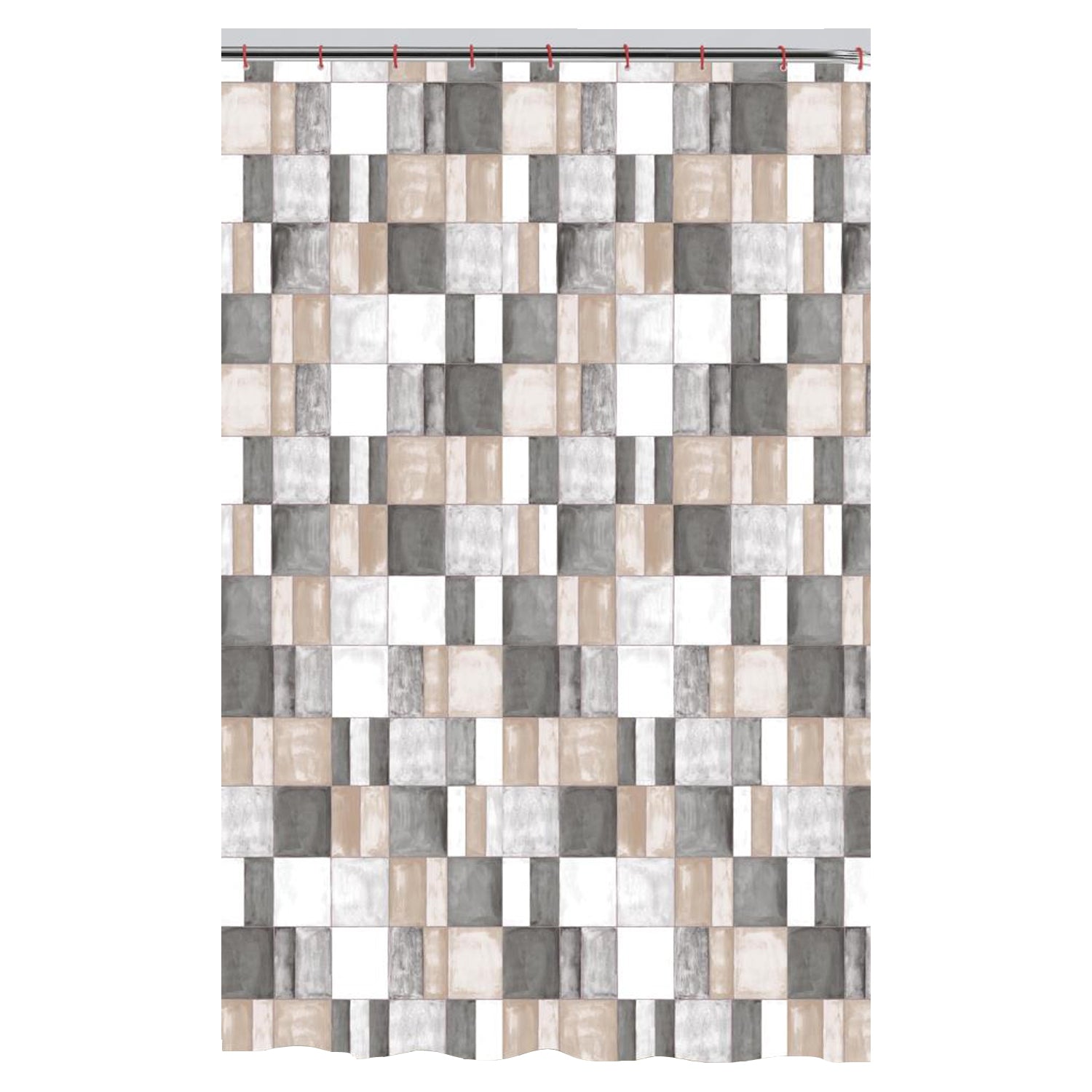 ITY International - Rideau de Douche en Polyester, 71" x 71", Gris - Simple Boutique