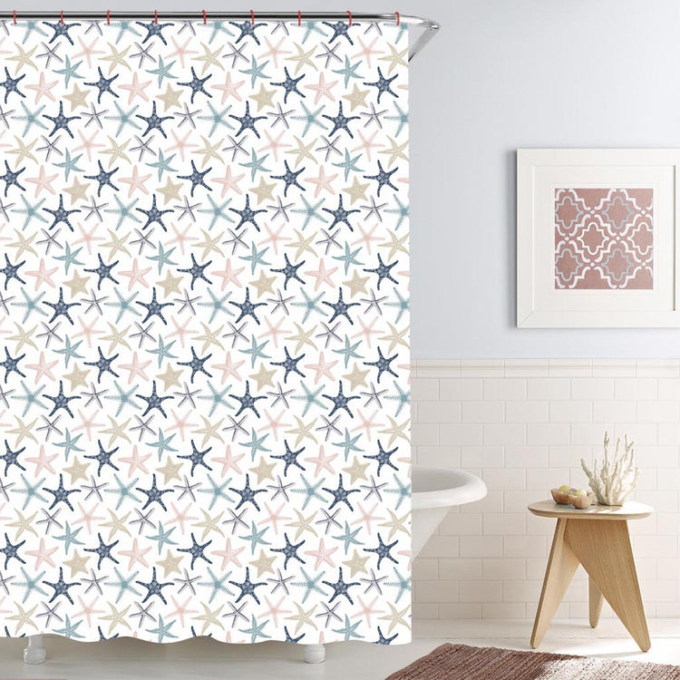 ITY International - Rideau de Douche en Polyester, 71" x 71", Motif Étoiles de Mer - Simple Boutique