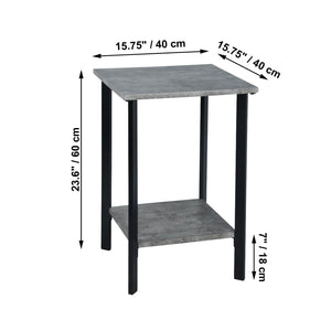 ITY International - Table D'appoint Carré à 2 Niveaux, 15.75" x 15.75" x 23.6", Gris Ciment - Simple Boutique