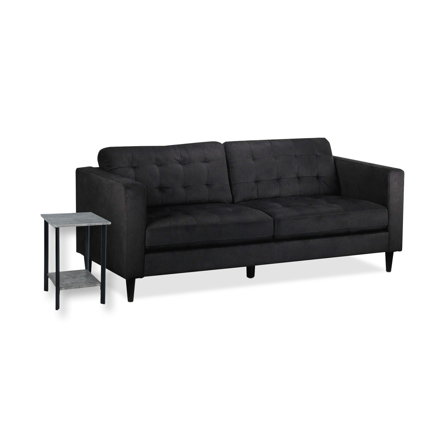 ITY International - Table D'appoint Carré à 2 Niveaux, 15.75" x 15.75" x 23.6", Gris Ciment - Simple Boutique