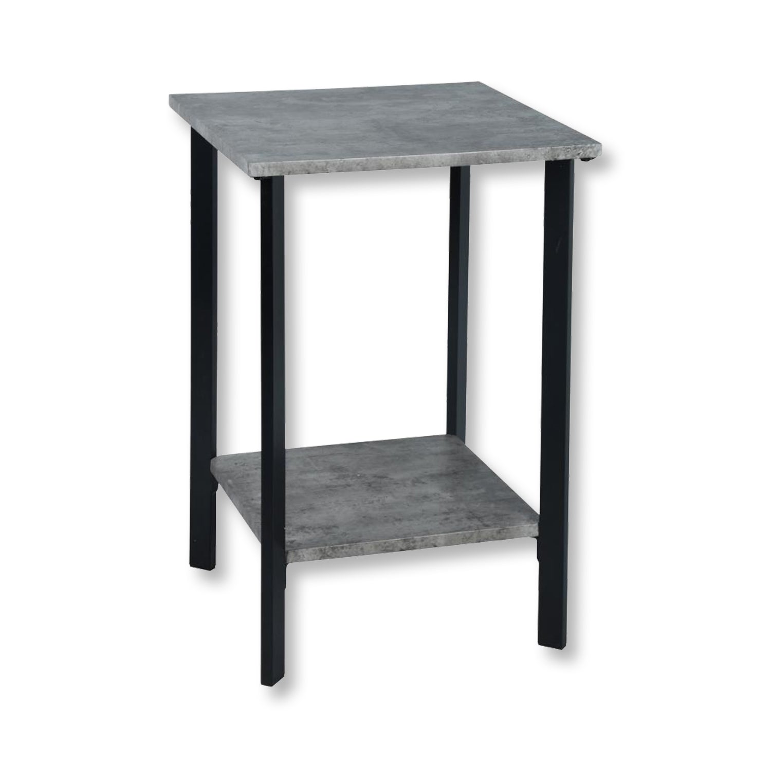 ITY International - Table D'appoint Carré à 2 Niveaux, 15.75" x 15.75" x 23.6", Gris Ciment - Simple Boutique
