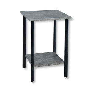 ITY International - Table D'appoint Carré à 2 Niveaux, 15.75" x 15.75" x 23.6", Gris Ciment - Simple Boutique