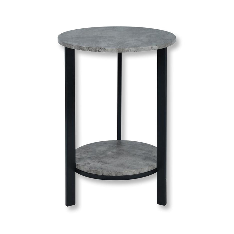 ITY International - Table D'appoint Ronde à 2 Niveaux, 15.75" x 23.6", Gris Ciment - Simple Boutique