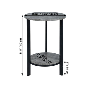 ITY International - Table D'appoint Ronde à 2 Niveaux, 15.75" x 31.5", Gris Ciment - Simple Boutique