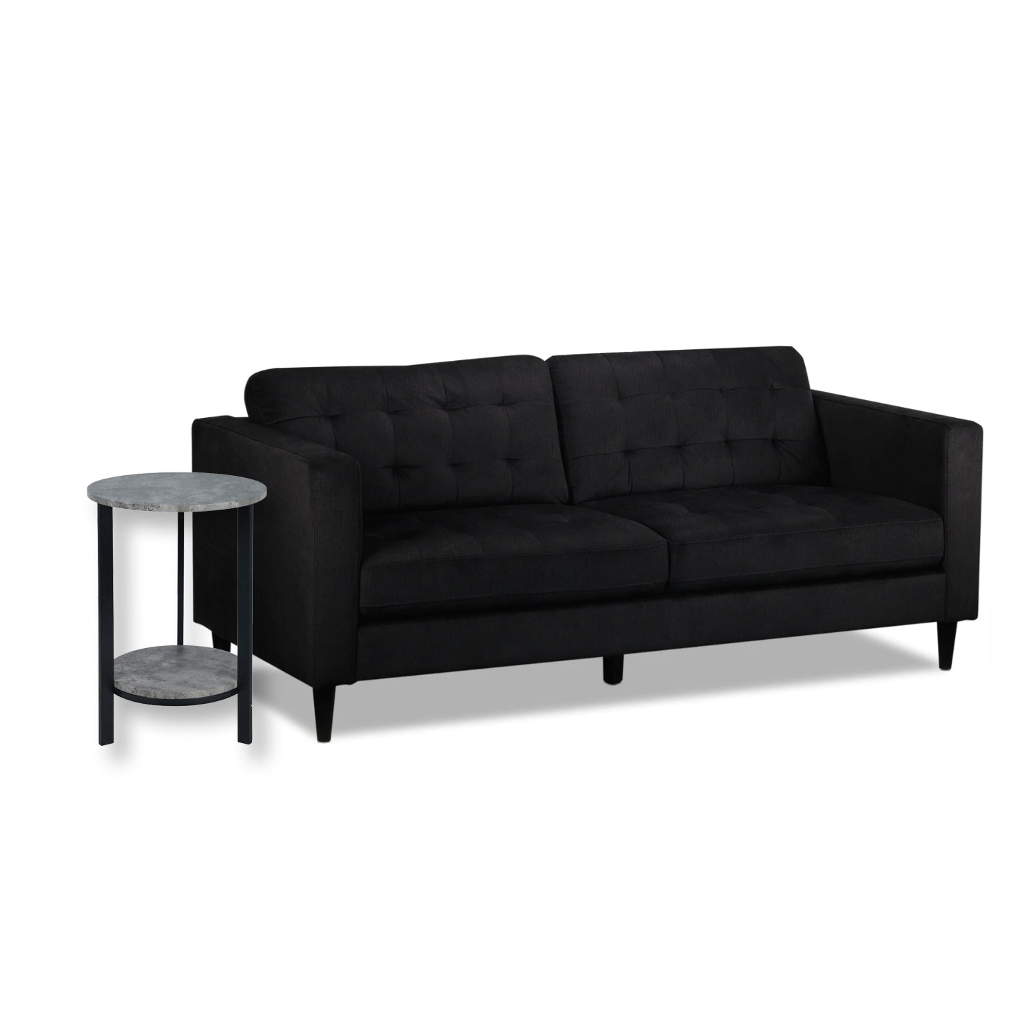 ITY International - Table D'appoint Ronde à 2 Niveaux, 15.75" x 31.5", Gris Ciment - Simple Boutique