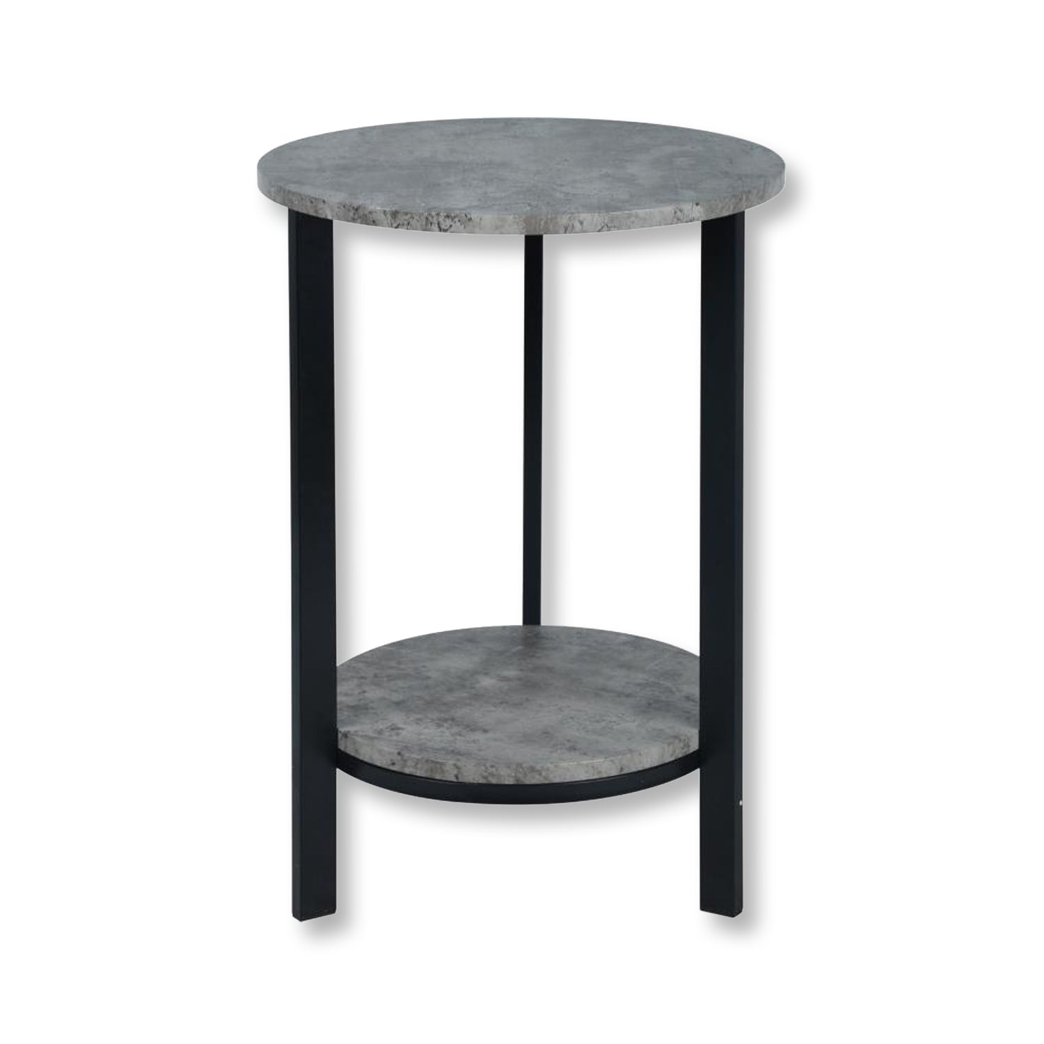 ITY International - Table D'appoint Ronde à 2 Niveaux, 15.75" x 31.5", Gris Ciment - Simple Boutique