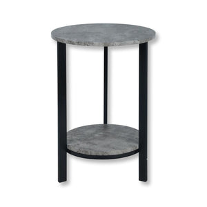 ITY International - Table D'appoint Ronde à 2 Niveaux, 15.75" x 31.5", Gris Ciment - Simple Boutique