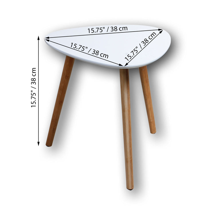 ITY International - Table D'appoint en MDF Triangulaire, 15.7"x15.7"x15.7", Blanc - Simple Boutique