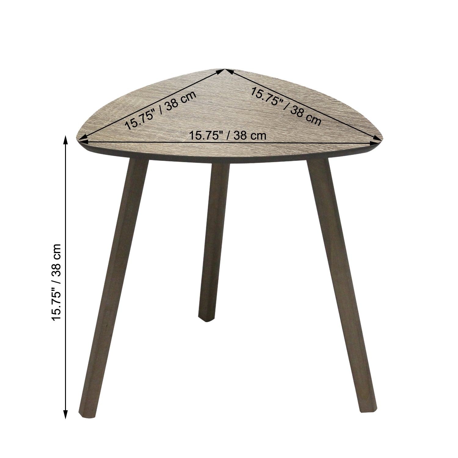 ITY International - Table D'appoint en MDF Triangulaire, 15.7"x15.7"x15.7", Gris Taupe - Simple Boutique