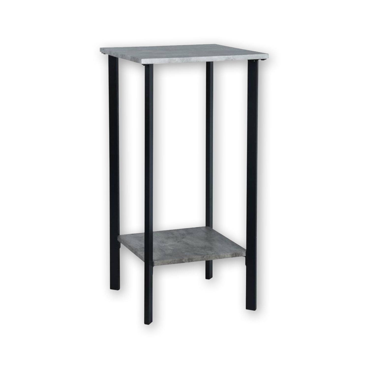 ITY International - Table d'appoint Carré à 2 Niveaux, 16"x16"x32", Gris Ciment - Simple Boutique