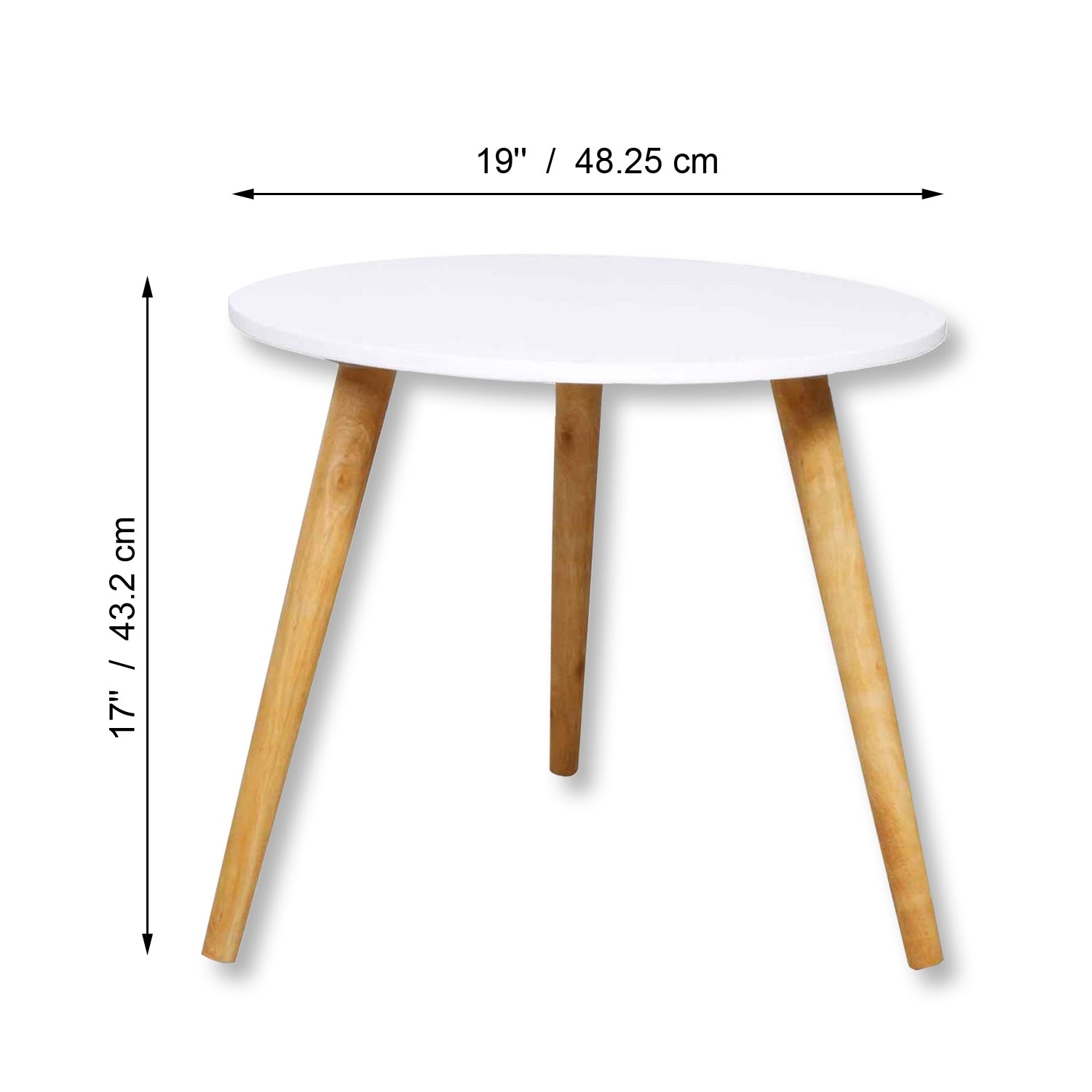 ITY International - Table d'appoint Ronde, 19"x 17", Fabriqué en MDF, Blanc - Simple Boutique