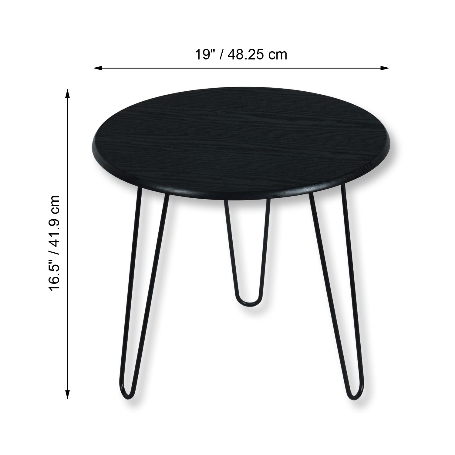 ITY International - Table d'appoint Ronde, Fabriqué en MDF, 19" x 16.5", Noir - Simple Boutique