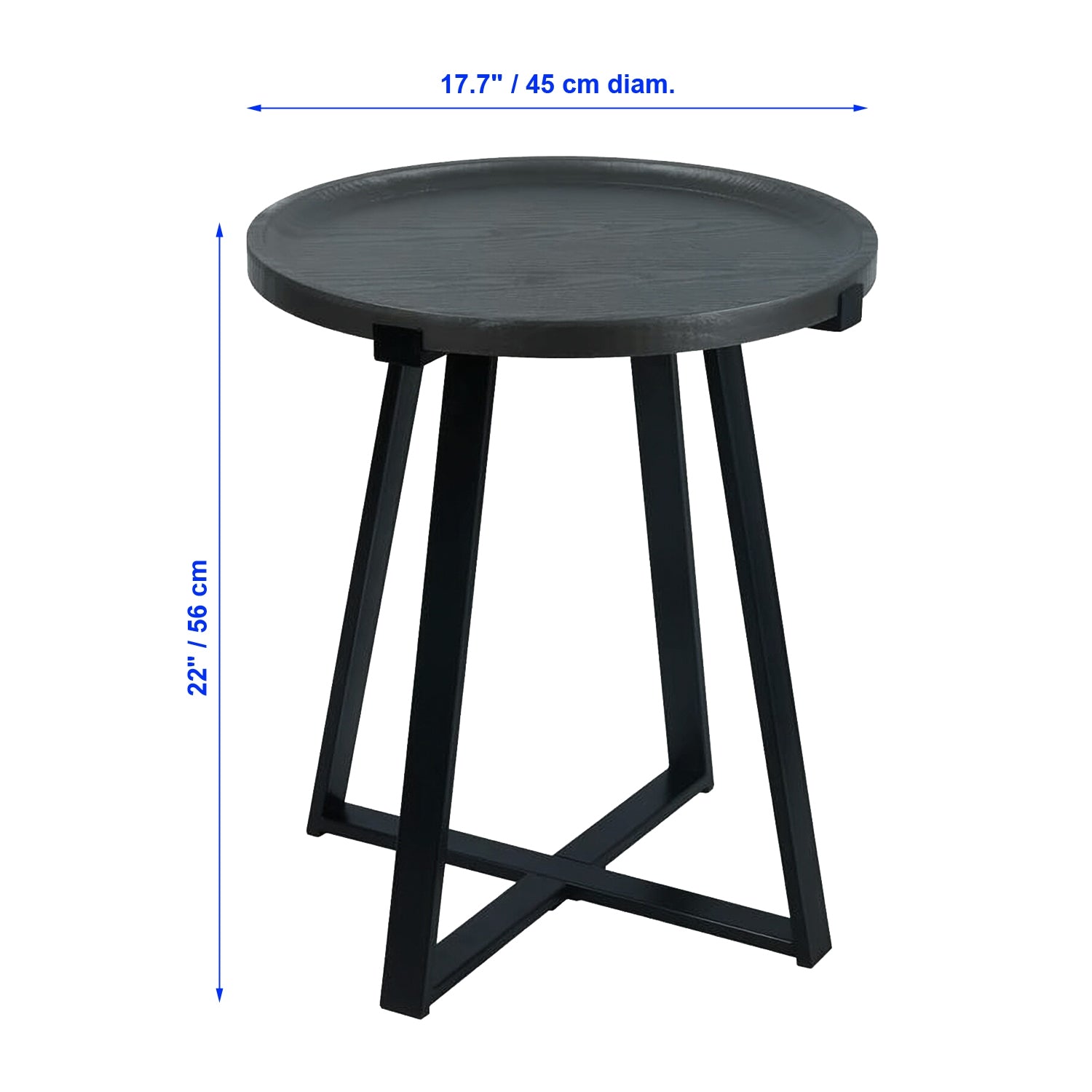 ITY International - Table d'appoint Ronde en MDF, 17.7" x 22", Noir - Simple Boutique