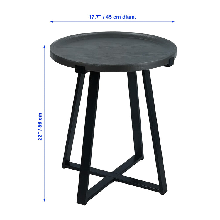 ITY International - Table d'appoint Ronde en MDF, 17.7" x 22", Noir - Simple Boutique