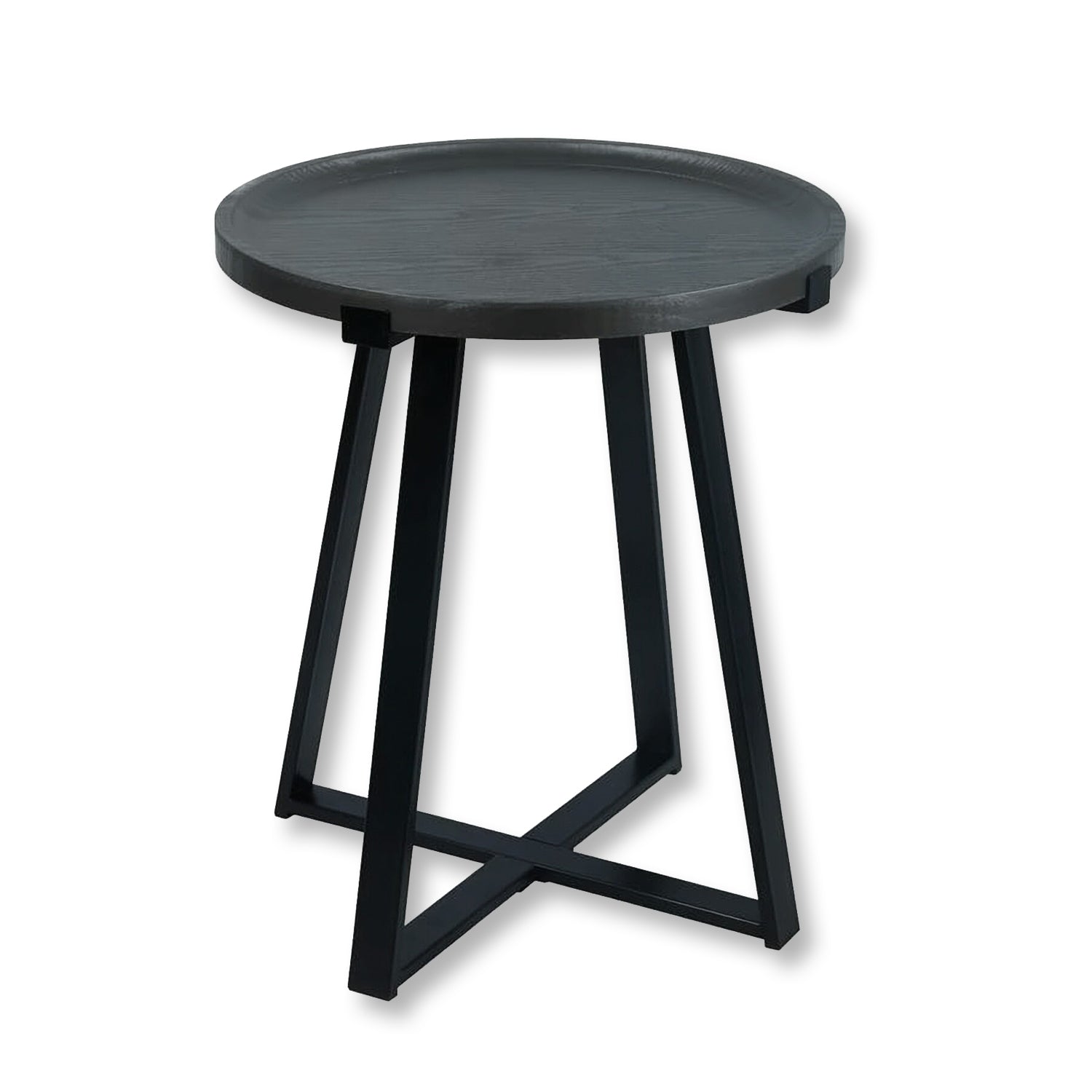 ITY International - Table d'appoint Ronde en MDF, 17.7" x 22", Noir - Simple Boutique