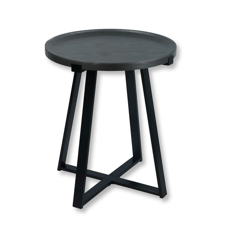 ITY International - Table d'appoint Ronde en MDF, 17.7" x 22", Noir - Simple Boutique
