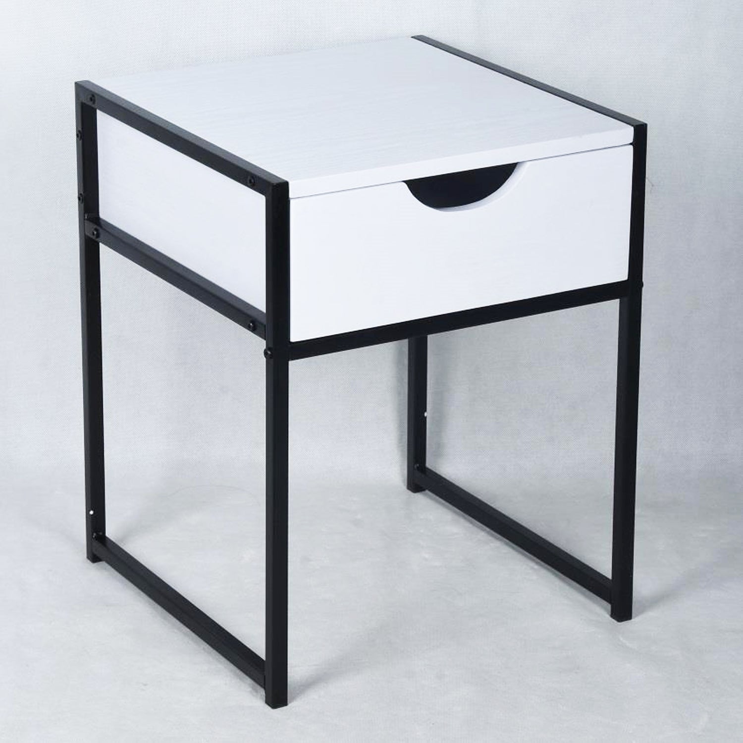 ITY International - Table d'appoint avec Tiroir, Fabriqué en MDF, 15.7" x 19.7" x 15.7", Blanc - Simple Boutique