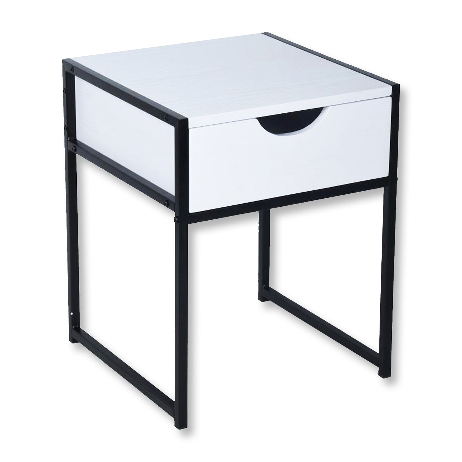 ITY International - Table d'appoint avec Tiroir, Fabriqué en MDF, 15.7" x 19.7" x 15.7", Blanc - Simple Boutique