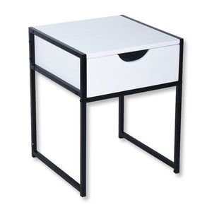 ITY International - Table d'appoint avec Tiroir, Fabriqué en MDF, 15.7" x 19.7" x 15.7", Blanc - Simple Boutique