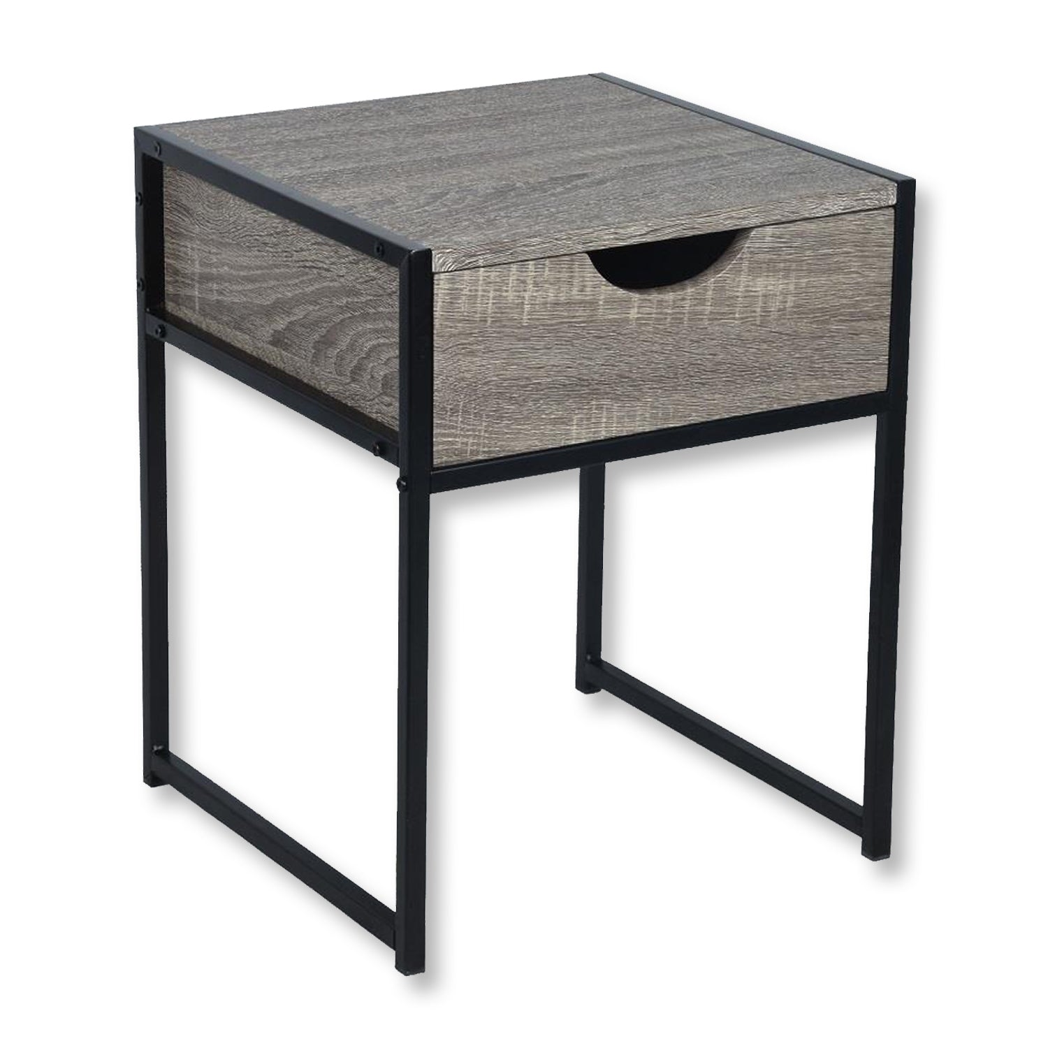 ITY International - Table d'appoint avec Tiroir, Fabriqué en MDF, 15.7" x 19.7" x 15.7", Gris Taupe - Simple Boutique