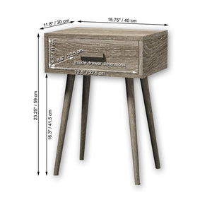 ITY International - Table d'appoint en MDF avec Tiroir, 11.8"x15.75"x23.25", Gris Taupe - Simple Boutique