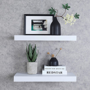 ITY International - Tablette Flottante Individuel en Bois, 23.6" x 9.25" x 1.5", Blanc - Simple Boutique