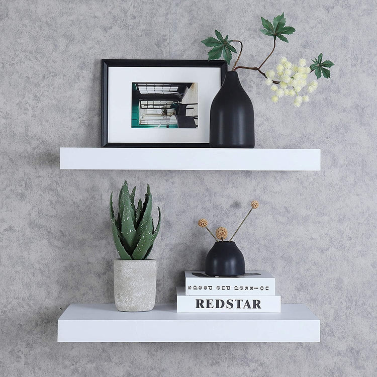 ITY International - Tablette Flottante Individuel en Bois, 23.6" x 9.25" x 1.5", Blanc - Simple Boutique