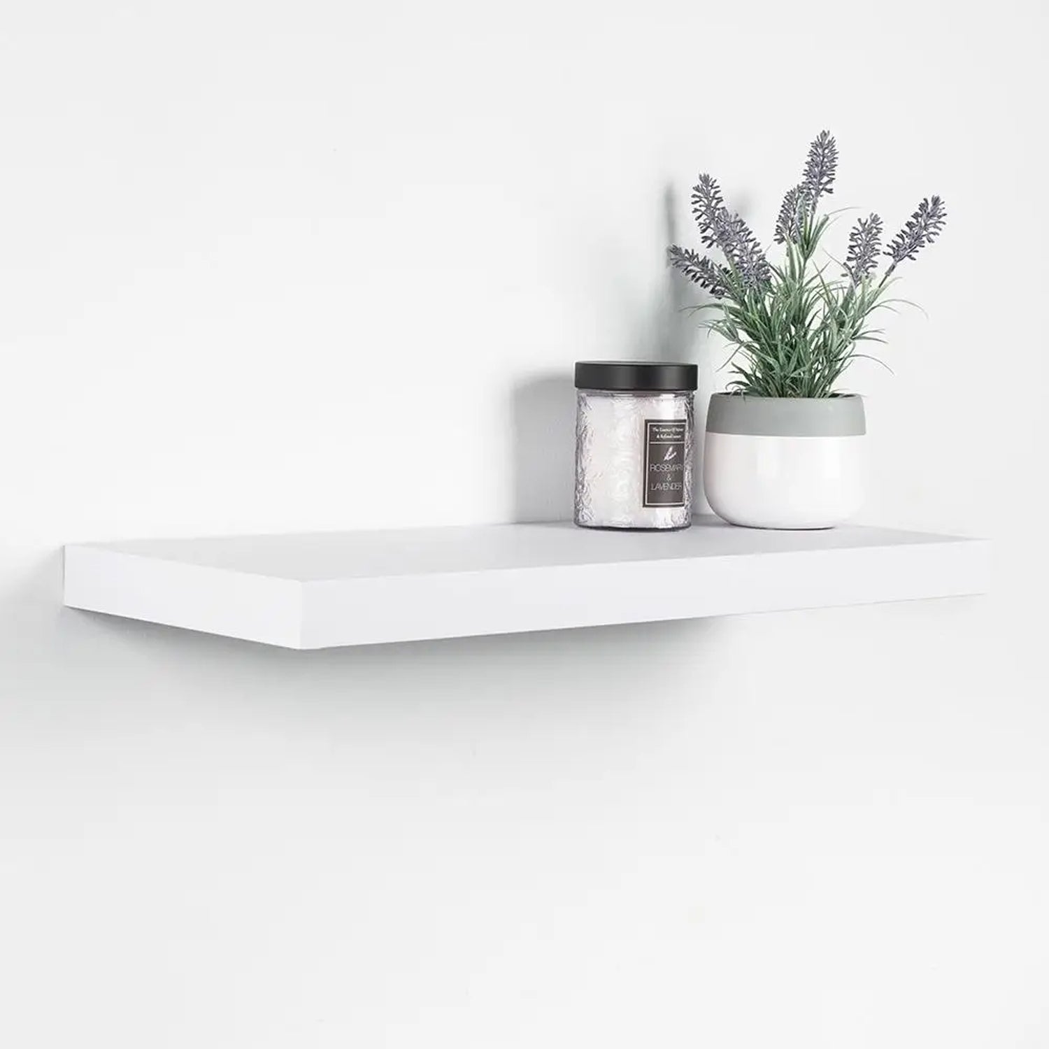 ITY International - Tablette Flottante Individuel en Bois, 23.6" x 9.25" x 1.5", Blanc - Simple Boutique