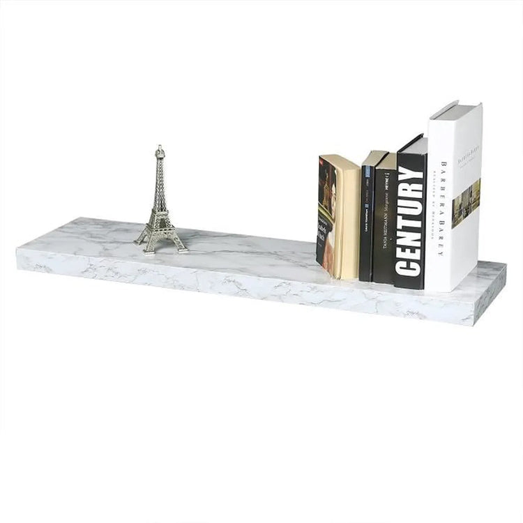 ITY International - Tablette Flottante Individuel en Bois, 23.6" x 9.25" x 1.5", Marbre Blanc - Simple Boutique