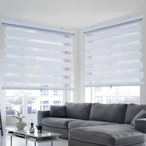 ITY Olivia Stone - Store de Fenêtre à Toile Alternée 18" X 84" Sans Cordon Blanc - Simple Boutique