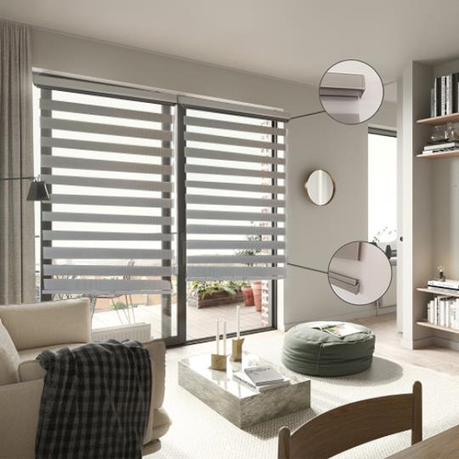 ITY Olivia Stone - Store de Fenêtre à Toile Alternée 52" X 84" Sans Cordon Gris - Simple Boutique