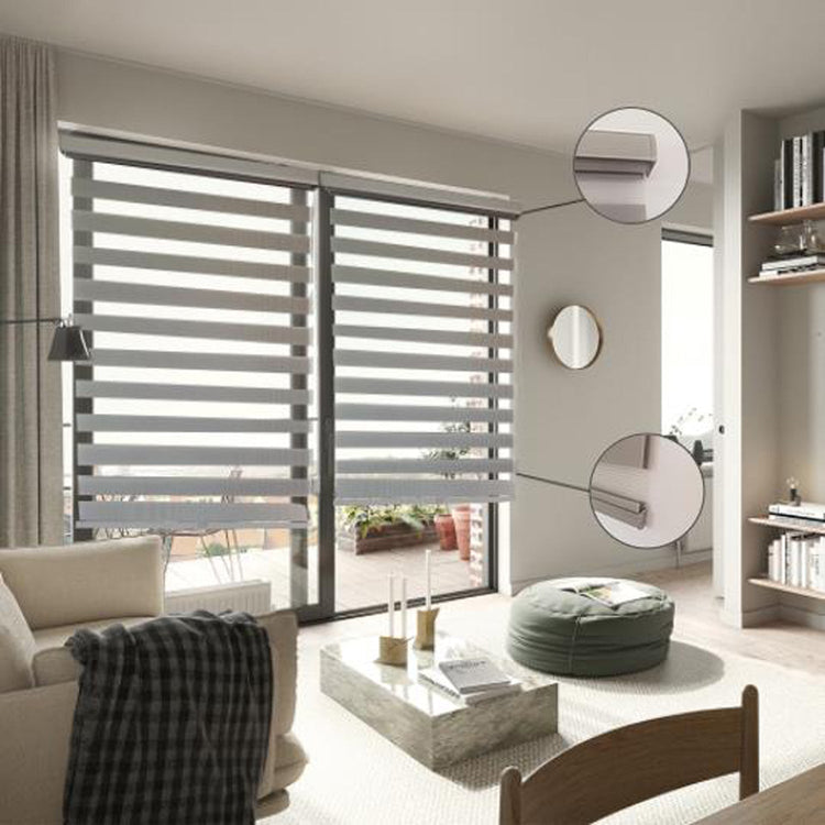 ITY Olivia Stone - Store de Fenêtre à Toile Alternée 52" X 84" Sans Cordon Gris - Simple Boutique