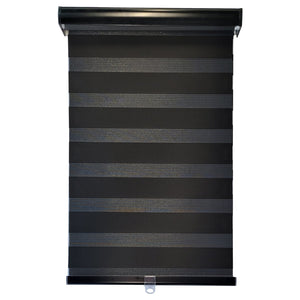 ITY Olivia Stone - Store de Fenêtre à Toile Alternée 90" X 84" Sans Cordon Noir - Simple Boutique