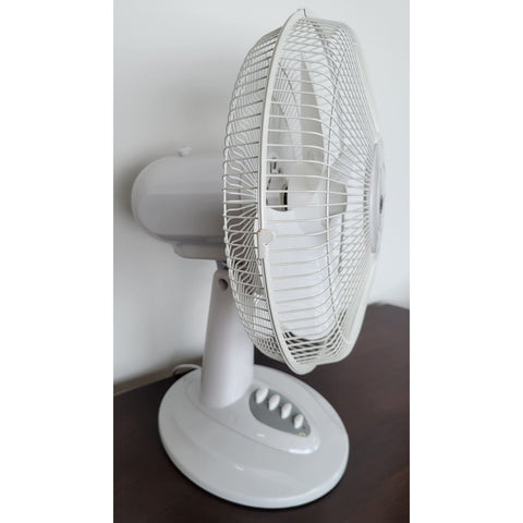 Iconnek - Ventilateur de Bureau à 3 Vitesses, Oscillation et Inclinaison Réglable, 12'', Blanc