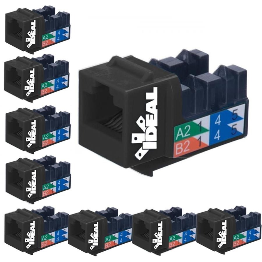 Ideal Industries Cat6 Keystone Jack Noir Paquet de 10 - Simple Boutique