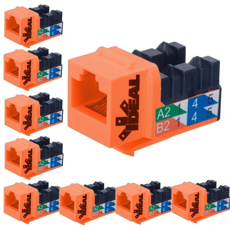 Ideal Industries Cat6 Keystone Jack Orange Paquet de 10 - Simple Boutique