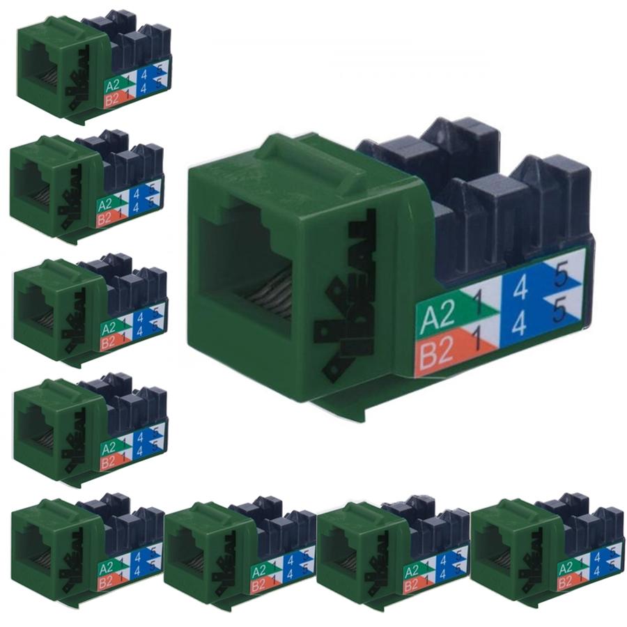 Ideal Industries Cat6 Keystone Jack Vert Paquet de 10 - Simple Boutique