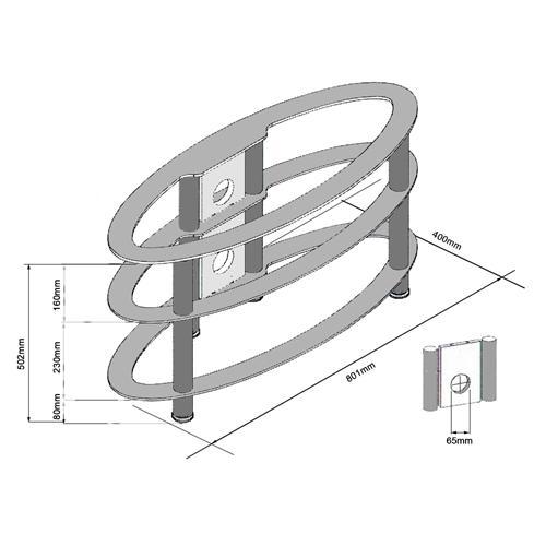 Impressions BM-101 Meuble Ovale Pour Téléviseur Noir Avec 3 Tablettes - Simple Boutique
