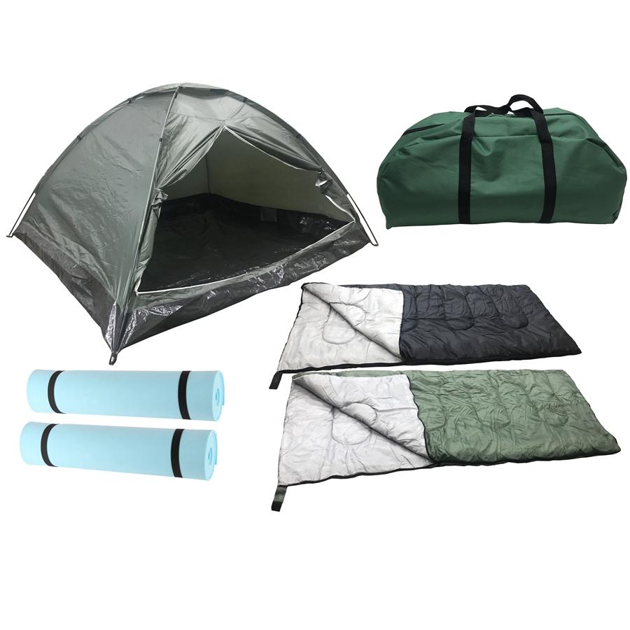 Innovation Nature - Ensemble de Camping pour 2 Personnes, Comprend 1 Tente, 2 Sac de Couchage, 2 Matelas en Mousse et 1 Sac de Transport